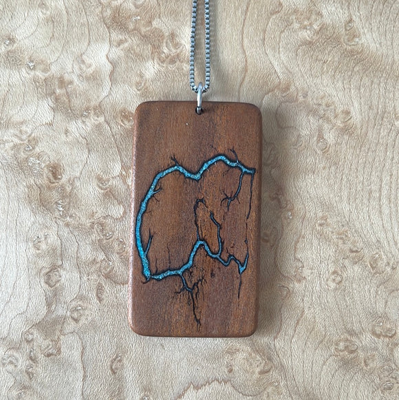 Electrocuted Cherry Pendant with Turquoise Inlay J027-2024