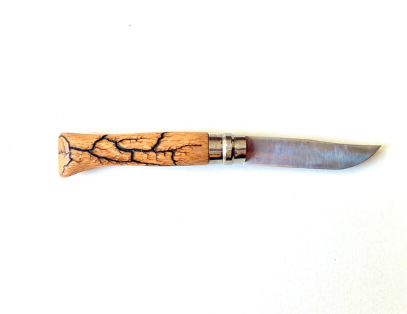 Electrocuted Beech Wood Round Open L #8 Knife
