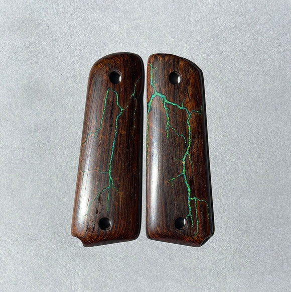 1911 Full Size Electrocuted Rosewood Grips w/Green Opal - 031