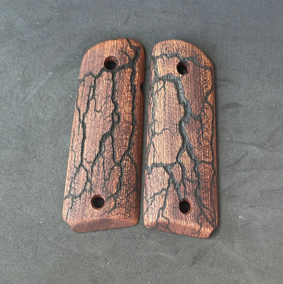 1911 Compact Size Electrocuted Sapele Grips - 002