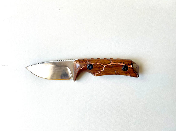 Electrocuted Walnut & Cherry Knife w/ Copper Inlay