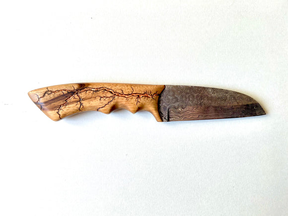 Electrocuted Black Limba Damascus Knife