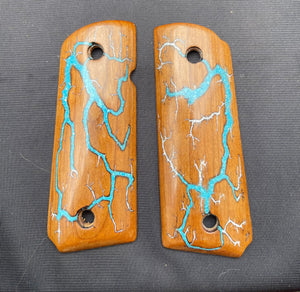 1911 Electrocuted Pistol Grips with Stone Inlay - 011